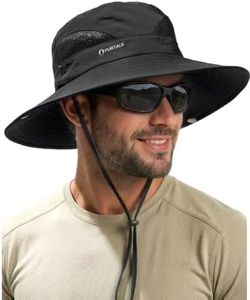 FURTALK Mens Bucket Sun Hat UPF 50+ Wide Brim Hiking Fishing Beach Outdoor Hats Black