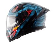 Axor Apex Venomous ISI ECE DOT Certified Full Face Dual Visor Helmet for Men and Women with Pinlock Fitted Outer Clear Visor and Inner Smoke Sun Visor Black Blue(L)