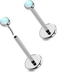 OUFER 2Pcs Nose Studs, G23 Solid Titanium 20G Flat Back Helix Cartilage Earring Studs, Small 2MM Opal Threadless Nose Rings for Women Men-8MM