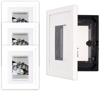 Dynamic Frames Dynamic Duo EZ Change Frame, Set of 4 - Stores up to 50, for 8x10 or 5x7 items, Front Opening, Vertical/Horizontal Display, Outer Dims each frame 12.75 x 10.75 x 1.38 inches, White