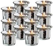 Royal Imports Silver Oyster Mercury Glass Votive Candle Holder, Table Centerpiece Tealight Decoration for Elegant Dinner, Party, Wedding, Holiday, Set of 12 (Unfilled)