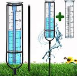 BIUWING New Upgrade Rain gauge, Detachable Freeze Proof Glass Rain Gauge Outdoor Best Rated, Decorative for Garden, Deck, Lawn, Yard. with Two Glass Rain Gauge Replacement Tube.