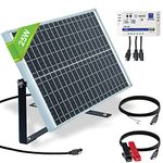 ECO-WORTHY 25 Watts 12V Off Grid Solar Panel SAE Connector Kit: Waterproof 25W Solar Panel + Adjustable Mount Bracket + SAE Connection Cable +10A Charge Controller for Car RV Marine Boat 12V Battery