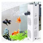 Quiet Fish Tank Filter 4-in-1 Internal Aquarium Filter,500L/H Submersible Water Pump Oxygen Aeration Wave Maker Water Change for Betta, Turtle, Pond Fish, Garden (6W 500L/H)