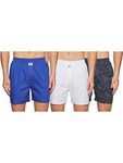 Amazon Brand - Symbol Men's 100% Cotton Boxer Shorts in Regular Fit (Pack of 3) Multicolour - 79 L