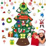 WEST STORY Felt Christmas Tree for Kids, 3.3FT DIY Wall Hanging Xmas Christmas Tree Set, Childrens Felt Christmas Tree with 30 Ornaments and 5m Light String, Ideal for Home Door Window Decoration