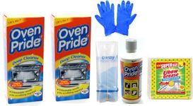 2X Oven Pride Oven Cleaner- 2X 500 ML Bottle - Bags, Gloves and Instructions Included - Complete Oven Cleaning Kit with 1 Pack Elbow Grease Power Cloth