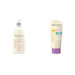 Aveeno Baby Calming Comfort Moisturizing Lotion with Relaxing Lavender & Vanilla Scents & Baby Mineral Sunscreen Lotion SPF 50-100% Naturally Sourced Zinc Oxide for Sensitive Skin