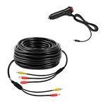 VOJKOREL 12V/24V Cigarette Lighter Power Supply Kit for Car Rear View Camera and Monitor with 15M RCA Video Connection Extension Cable.