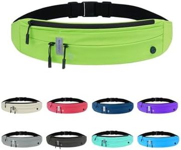 WATERFLY Running Belt Fanny Pack: Runner Marathon Jogging Waist Pack Sport Workout Exercise Fitness Phone Holder Belt for Men Women Jogger Slim Waistband Black