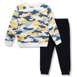 TuddyBuddy Boys & Girls Full Sleeves Sweatshirt & Warm Track Pant Set for Winters (Camouflage Top & Black Pant, 6-7 Years)