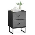 VASAGLE Nightstand, Side Table for Couch, 2 Removable Fabric Drawers, End Table with Storage, for Small Spaces, Bedroom, Living Room, Ebony Black and Slate Gray ULGS029B56