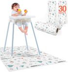 Minimono Baby Splat Mat for Under High Chair - 30 Pcs Disposable and Waterproof Splash Mats - 40"x47" Multipurpose Activity Mat for Picnic Art and Craft - BLW Baby Led Weaning Supplies (Sea Animals)