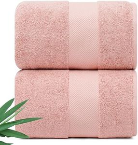 Alusa Home Ultra Soft & Plush Viscose from Bamboo Bath Sheets - 700 GSM Pack of 2 - Extra Large 70x35 in - Super Absorbent & Quick Drying (Blush Pink)
