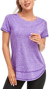 Abrooical Activewear for Women Loose Workout Tops for Women Short Sleeve Gym Shirts for Women Purple Small