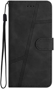 Étui de protection à rabat en cuir pour Samsung Galaxy S5 - Anti-chocs - Magnétique - Fonction support - Avec compartiments pour cartes - Noir