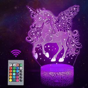 Veilleuse Licorne pour Enfants Bébé, Cadeaux Licorne pour fille ou garçon, Télécommande 16 Couleurs Changeantes Dimmable, Anniversaire Chambre Décor , Jouets Licorne, Décorations de cadeaux de Noël