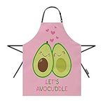 Moslion Avocado Apron 31x27 Inch Cute Food Couple Fruit Word Let's Avocuddle” for Lover Valentine's Day Kitchen Chef Waitress Cook Aprons Bib with Adjustable Neck for Women Men Girls