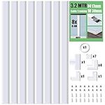 MUDEELA Cable Trunking Kit, 3.2 Meter Concealer, Cable Tidy Cable Raceway, Cable Management Kit for Home Office - 8X L400mm, W30mm H17mm, White