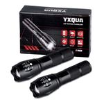 YXQUA USB Rechargeable Flashlights, 8381 High Lumens Lights, 3 Modes, Zoomable & Waterproof Super Bright Flash Light for Camping, Hiking, Emergency Hurricane(2 Pack