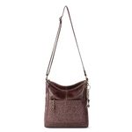 The Sak Lucia Crossbody Bag in Leather, Convertible Purse with Adjustable Strap, Mahogany Tile Emboss, M