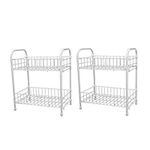 (Pack of 2)FRUIT VEGETABLE 2 TIER RACK STORAGE SHELF ORGANIZER STAND CART TROLLEY KITCHEN (White, 2 Tier) (White, 2 Tier (Pack of 2))