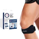 Doctor Developed Knee Patellar Brace [SINGLE] and Doctor Written Handbook - GUARANTEED relief for Arthritis, Tendonitis, Injury support, Running & Weightlifting (Single, Black)