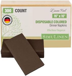 SimuLinen Brown Linen Feel Disposable Dinner Napkins - Cloth-Like Kosher Napkins for Weddings and Showers, Decorative 16"x16", Box of 300