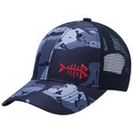 Kids Youth Fishing Sun Hat Mesh Back Adjustable Baseball Trucker Cap for Boys Girls Black Camo