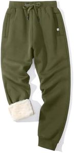 Flygo Men's Fleece Pants Winter Warm Joggers Pants Active Sherpa Lined Sweatpants(Rib Bottom ArmyGreen-XS)