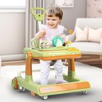 Baybee Flix 3 IN 1 Baby Walker for Kids, Activity Kids Walker with Parental Push Handle & 3 Height Adjustable, Walker for Baby with Stopper & Musical Toy Bar, Walker Baby 6-18 Months Boys Girls(Green)