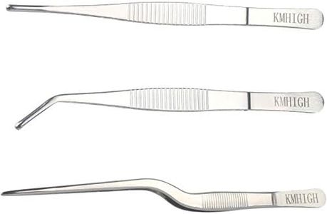 KMHIGH Stainless Steel Tweezers Set, For Small Gardening and Kitchen, Multi-Purpose Tools. (3Pcs, 6.15Inches / 6.3Inches / 6.5Inches)