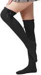TOCONFFON Women's Girls Thigh High Stockings Over the Knee Socks with Satin Bows(Black,One Size)