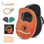 Topnaca Lyre Harp, 16 Strings Solid Mahogany Harp with Carry Bag, Extra Strings, Tuning Wrench, Cleaning Cloth, Picks