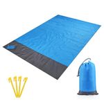 ARURA (LABEL) Polyester Picnic Mats Foldable Waterproof Outdoor Travel Camping Beach Mat Sand Proof Blankets with Portable Bag and 4 Fixed Nails for Family of 5 to 6 Persons (Multi Color)