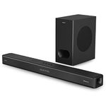 MAJORITY Sierra Plus | Dolby Atmos 2.1.2 Bluetooth Soundbar with Wireless Subwoofer | 400W Up-Firing Surround Sound System For 3D Audio Home Theatre | USB, AUX, Optical, RCA & 3x HDMI | Custom EQ