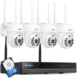 【2K Wireless Security Camera System】 Hiseeu PTZ Safety Cameras AI Human Detection Waterproof IP66 Cam Upgrade 10CH NVR,Color Night Vision, 7/24/Motion Record,Motion Alert for Outdoor Home Security
