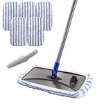 MASTERTOP Large Microfiber Mop - Microfiber Mop Floor Cleaning System, 16x8.4ââ‚¬Å“ Flat Mop, Dust Mop, Hardwood Floor Mop, Washable, 360 Degree, 5 Microfiber Mop Replacement Pad, 1 Cleaning Scraper