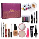 Dazller Grand Glam Kit - Medium Skintone, All-in-One Makeup Set with Primer, Liquid Foundation, Kajal, Mascara, Eyeshadow & More, Long-Stay, Lightweight, Water-Resistant, Suitable for All Skin Types, 99.85g
