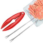 3 Pcs Red Crab Cracker Crab Claw and Lobster Cracker Sheller Seafood Cracker Nut Lobster Crab Cracker Fork Pick Seafood Tools Set （1pcs Crab Claw Crackers+2pcs Lobster Forks）