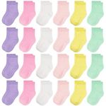 TRAMLE Baby Girls Kid Colorful Crew Socks - 24 Pairs Soft breathable cosy Socks For Toddlers kids Girls （1-2 Years Old）