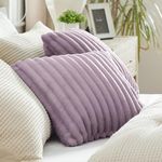 Bedsure Throw Pillow Covers 18x18 Inch - Pack of 2 Light Purple Luxury Soft Cozy Fluffy, Striped Pillow Covers, Home Decor for Sofa Couch Bed