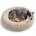 Best Friends by Sheri The Original Calming Donut Cat and Dog Bed in Shag Fur Taupe, Medium 30x30