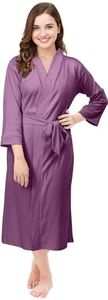 NY Threads Women's Knit Robe Lightweight Kimono Robe Long Bathrobe, Lavender, Large