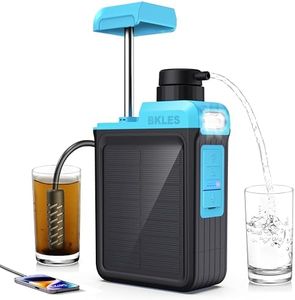 BKLES 3-in-1 Solar Electric Water Filter with Hand Pump - Camping Water Filtration System Survival, Portable Water Purifier with Emergency Light, Survival Kit for Backpacking, Birthday Gifts for Men