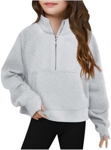 Girls Sweatshirts Size 5-14 Oversized Quarter Zip Sweatshirts Lightweight Long Sleeve Casual Sweatshirt with Pockets