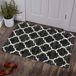 Lahome Moroccan Area Rug - 2' X 3' Faux Wool Non-Slip Area Rug Small Accent Distressed Throw Rugs Floor Carpet for Door Mat Entryway Bedrooms Laundry Room Decor (2’ X 3’, Black)