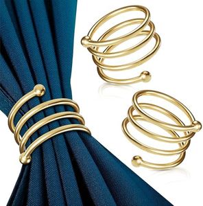 Gold Napkin Rings Set of 8 - Spring Napkin Rings with Elegant Spiral Design | Durable Metal & Shiny Gold Finish | Great for Weddings, Holidays & Everyday Use | Stylish Touch to Any Table Decor
