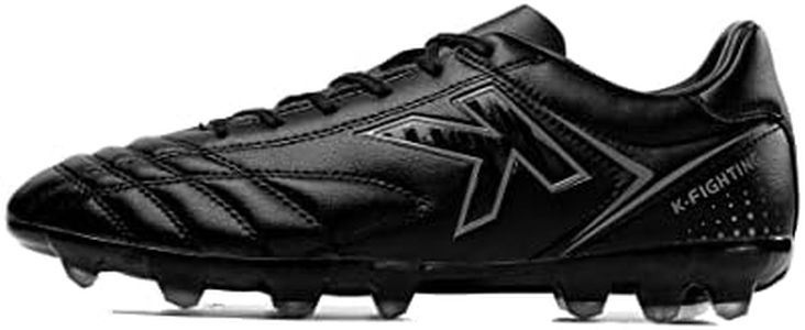 KELME Soccer Cleats for Men's/Women's - Unisex Soccer Shoes Outdoor/Indoor Adult Sizes - Microfiber Leather Football AG/FG, Black, 10