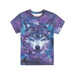 Biyejit Unisex Kids Galaxy Animal Wolf Printed T-Shirts Casual Tops Tees Cool Short Sleeve for Teen Boys 3-16T